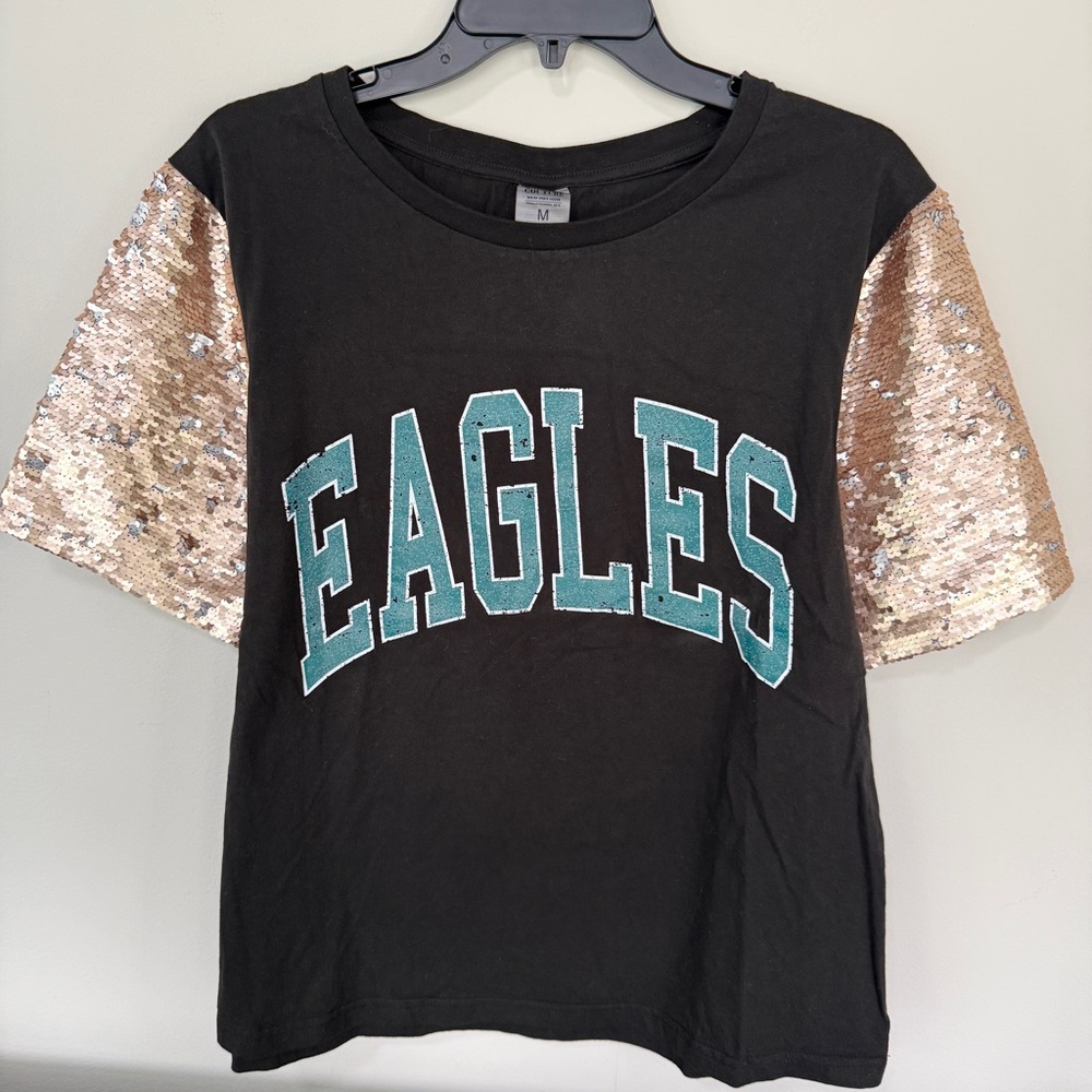 Gameday Couture Women’s Philadelphia Eagles Sequin Short Sleeve Shirt Medium